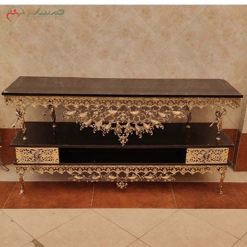 میز تلویزیون برنزی طرح بادمجانی همراه دو عدد کشو، طراحی شیک و مدرن با گارانتی رنگ کد 9708 - چترزندگی