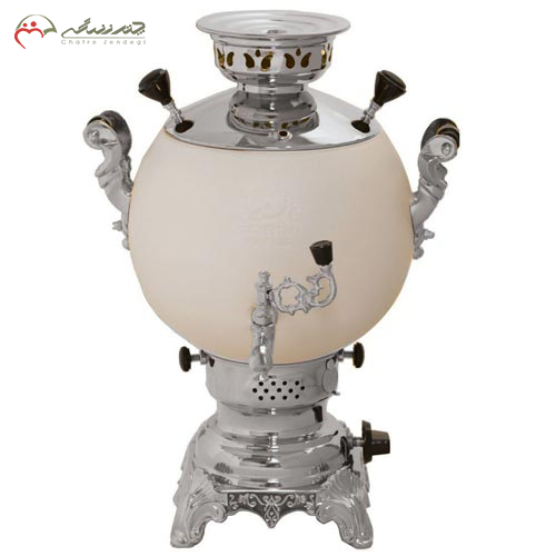 سماور 6 لیتری گازی گلستان رنگ پودری _ حرارتی مشکی