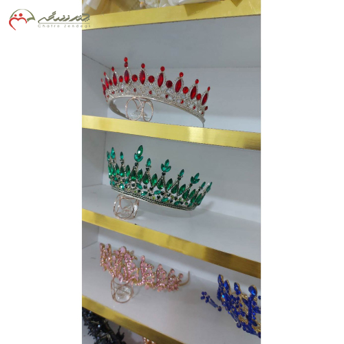 تاج سر عروس رنگی با تنوع بالا نقره ای و طلایی