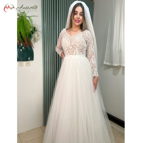 لباس عروس محضری طرح شکوفه