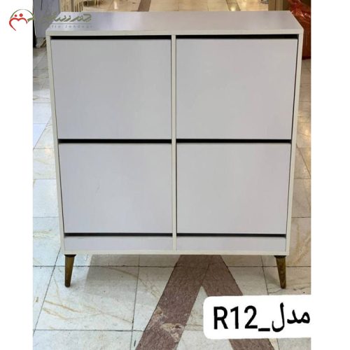 جاکفشی چوبی چهار درب زیبا در دو رنگ لیون و سفید