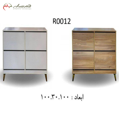 جاکفشی چوبی چهار درب زیبا در دو رنگ لیون و سفید_چترزندگی