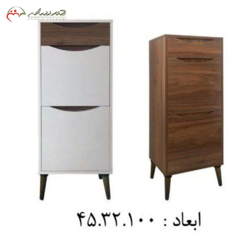 جاکفشی چوبی دو درب و یک کشویی مدرن با رنگبندی قابل تغییر_چترزندگی