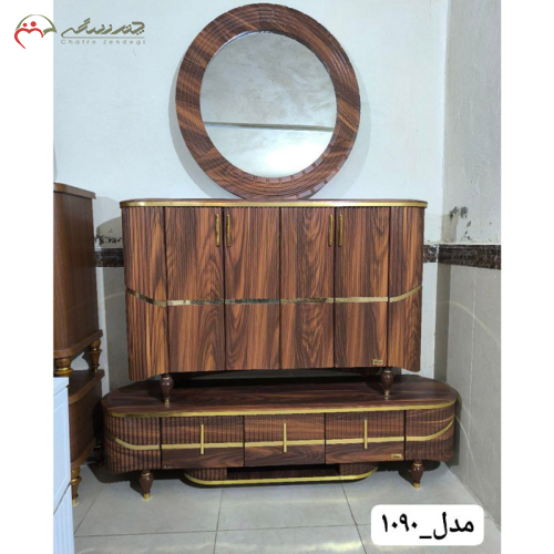 ست چوبی میز تلویزیون و آینه کنسول جذاب