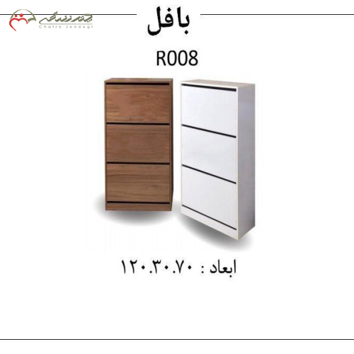 جاکفشی چوبی سه درب جذاب دارای دو رنگبندی_چترزندگی