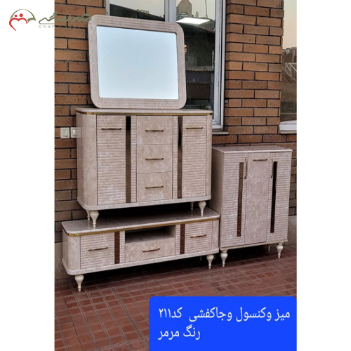 ست چوبی آینه کنسول همراه میز تلوزیون و جا کفشی در انواع رنگبندی