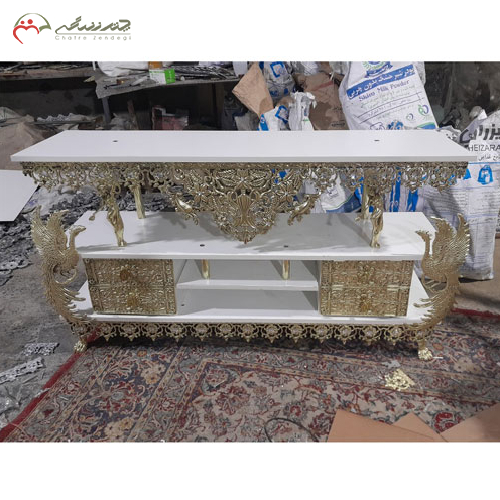 میز تلویزیون دو طبقه طرح طاووس_ چترزندگی