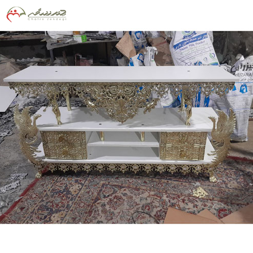 میز تلویزیون دو طبقه طرح طاووس