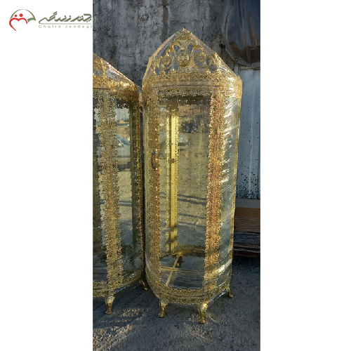 بوفه گرد طرح گل تاج دار با آبکاری آلومینیوم مدل ساده