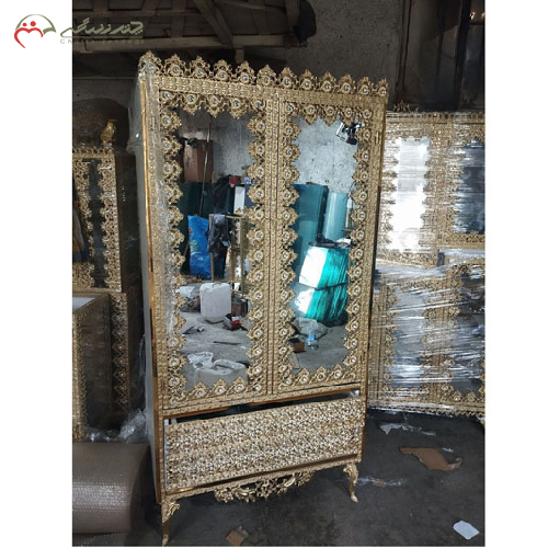 کمد جا لباسی دو کشو، آبکاری آلومینیوم با حاشیه گل_ چترزندگی