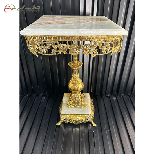 میز پایه سنگی مربع طرح دایکاستی مدل تاج دار_ چترزندگی