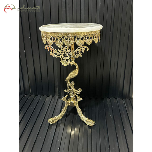 میز تلفن گرد پایه ماهی برنزی طرح سیمرغ