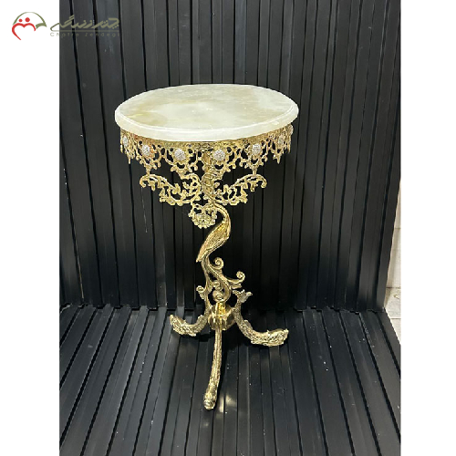میز تلفن گرد پایه ماهی برنزی طرح سیمرغ_ چترزندگی