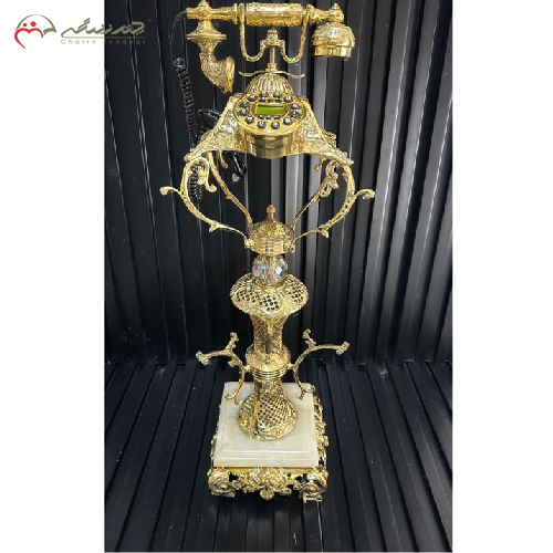 تلفن پایه مربع برنزی مدل ستون زنبوری طرح سه پایه