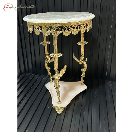 میز پایه سنگی برنزی سه ملائکه طرح سه گوش