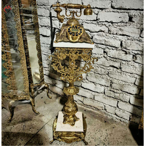 تلفن پایه دار برنزی مدل گل تاج دار در دو رنگ جذاب