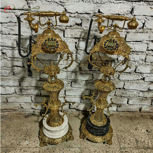تلفن برنزی پایه سنگی گرد در دو رنگ جذاب_ چترزندگی