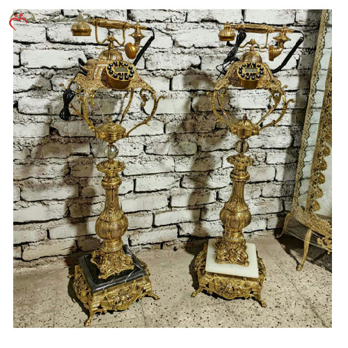 تلفن برنزی پایه سنگی مربع در دو رنگ شیک