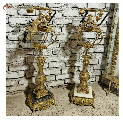 تلفن برنزی پایه سنگی مربع در دو رنگ شیک_ چترزندگی