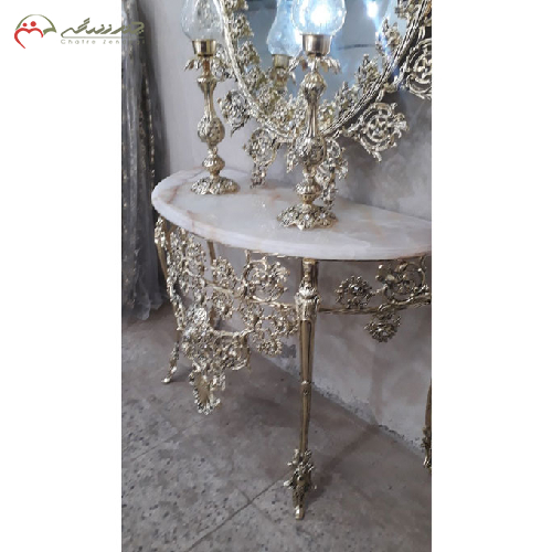 سرویس آینه کنسول و شمعدان برنزی با حاشیه دوبل گل رز