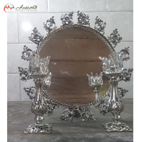 آینه و شمعدان تاج دار برنزی با طراحی جدید