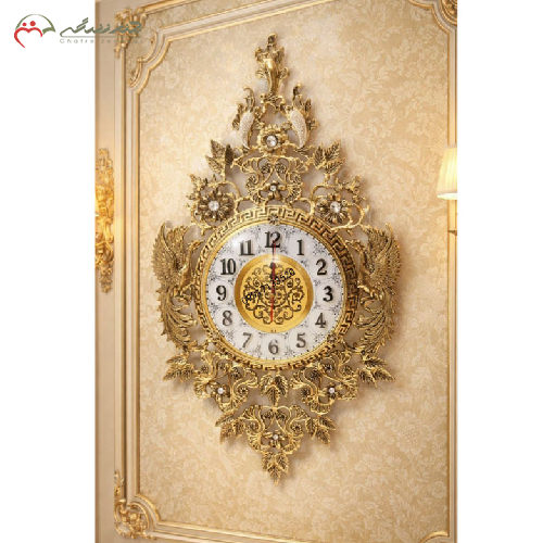 ساعت دیواری برنزی تاج دار طرح دو طاووس، سنگین وزن _ چترزندگی