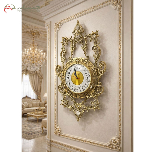 ساعت دیواری برنزی اصل مدل تاج دار گرد، سنگین وزن _ چترزندگی