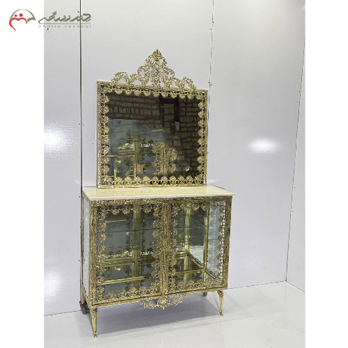 آینه کنسول برنزی اصل طرح حاشیه گل رز _ چترزندگی