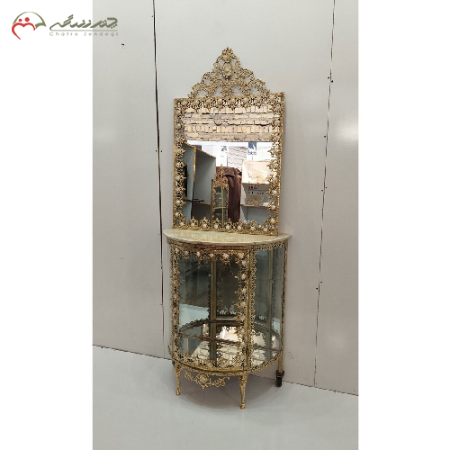 آینه کنسول برنزی نیم گرد مدل تاج دار _ چترزندگی