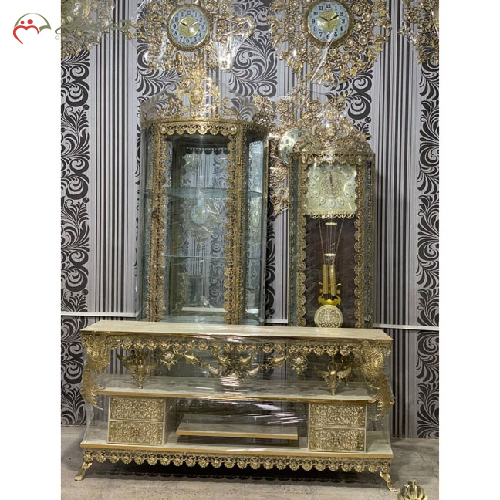 سرویس برنزی اصل شامل ساعت ایستاده، میز تلویزیون و بوفه _ چترزندگی