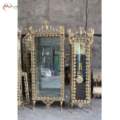 سرویس برنزی ساعت ایستاده و بوفه تاج دار طرح طاووس _ چترزندگی