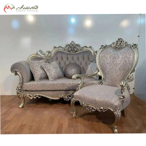 مبلمان 7 نفره سلطنتی مدل افسون با چوب راش _ چترزندگی