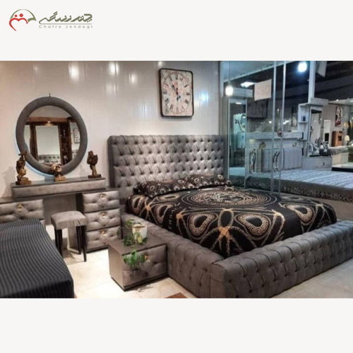 سرویس خواب دو نفره شامل پاتختی و میز آرایش
