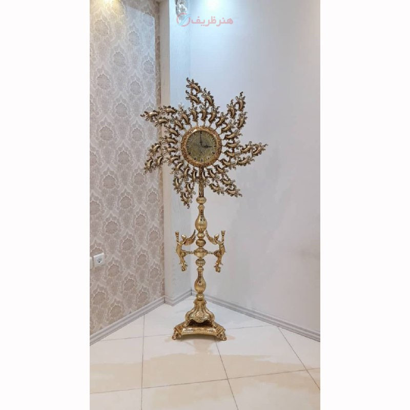 ساعت ایستاده مدل چرخان ساخته شده با آلیاژ آلومنیوم، آبکاری برنز - چترزندگی