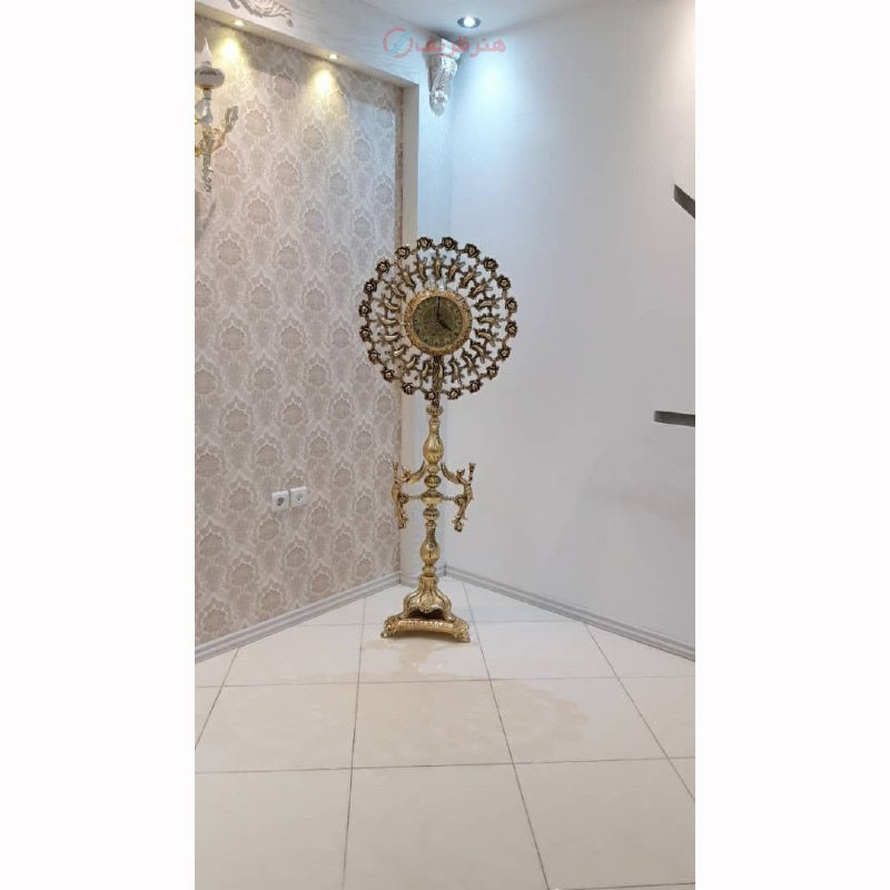 ساعت ایستاده مدل آفتابگردون، جنس آلیاژ آلومنیوم با آبکاری برنز با کیفیت عالی - چترزندگی