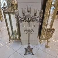 خرید، قیمت و مشخصات کنار سالنی مدل پایه دار به روز و آلومینیومی 6 شعله با لاله های شیشه ای چشم نواز | چترزندگی