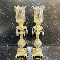 خرید، قیمت و مشخصات شمعدان برنزی دایکاست لاکچری و جدید طرح فرشته و لاله های شیشه ای زیر قیمت | چترزندگی