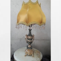 خرید، قیمت و مشخصات آباژور سنگی مدل سلطنتی با سنگ یشمی و آبکاری به دو رنگ نقره ای و فورتیک با ضمانت - چترزندگی