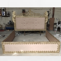 خرید، قیمت و مشخصات تخت خواب دو نفره برنزی با رویه پارچه ای دلخواه شما در رنگبندی متنوع - چترزندگی