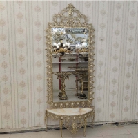 خرید، قیمت و مشخصات آینه کنسول برنزی طرح آفتابگردان، پایه کوتاه با آینه ی قدی و طراحی شیک و زیبا با گارانتی - چترزندگی