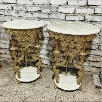 خرید، قیمت و مشخصات میز خاطره ی طرح پایه فرشته با حاشیه های گل رز تاج دار و سنگ نشکن مرمر، دارای ضمانت دوام بدنه - چترزندگی