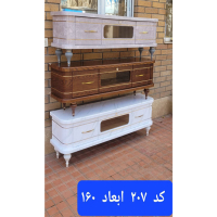 فروش، اجاره و مشخصات میز تلویزیون چوبی سه کشویی با رگه های طلایی جذاب و شیک _ چترزندگی
