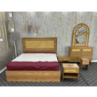 خرید، قیمت و مشخصات تخت خواب دو نفره مدل حصیر شامل میز آرایش، صندلی و پاتختی، شیک و مدرن _ چترزندگی
