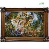 خرید، قیمت و مشخصات تابلو فرش مینیاتور دایره هستی با قاب چوبی جنس با کیفیت کلک و ابریشم | چترزندگی
