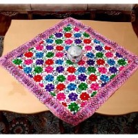 خرید آنلاین، رومیزی کتان نخی سوزن دوزی و آینه کاری B-10، دوخته شده با نخ های رنگی شاد، زیبا و خاص، با قیمتی مناسب | چترزندگی