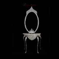 خرید، قیمت و مشخصات آینه کنسول ملیله زیر گل جنس بدنه برنزی آبکاری نقره، رنگ سیلور _ هنرظریف