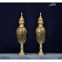 خرید آنلاین، سمبلدان قلم زنی اعلاء جنس برنج و سیاه قلم خاص، 36 سانتی با روکش کوره ای، زیبا و شکیل، زیر قیمت بازار | چترزندگی